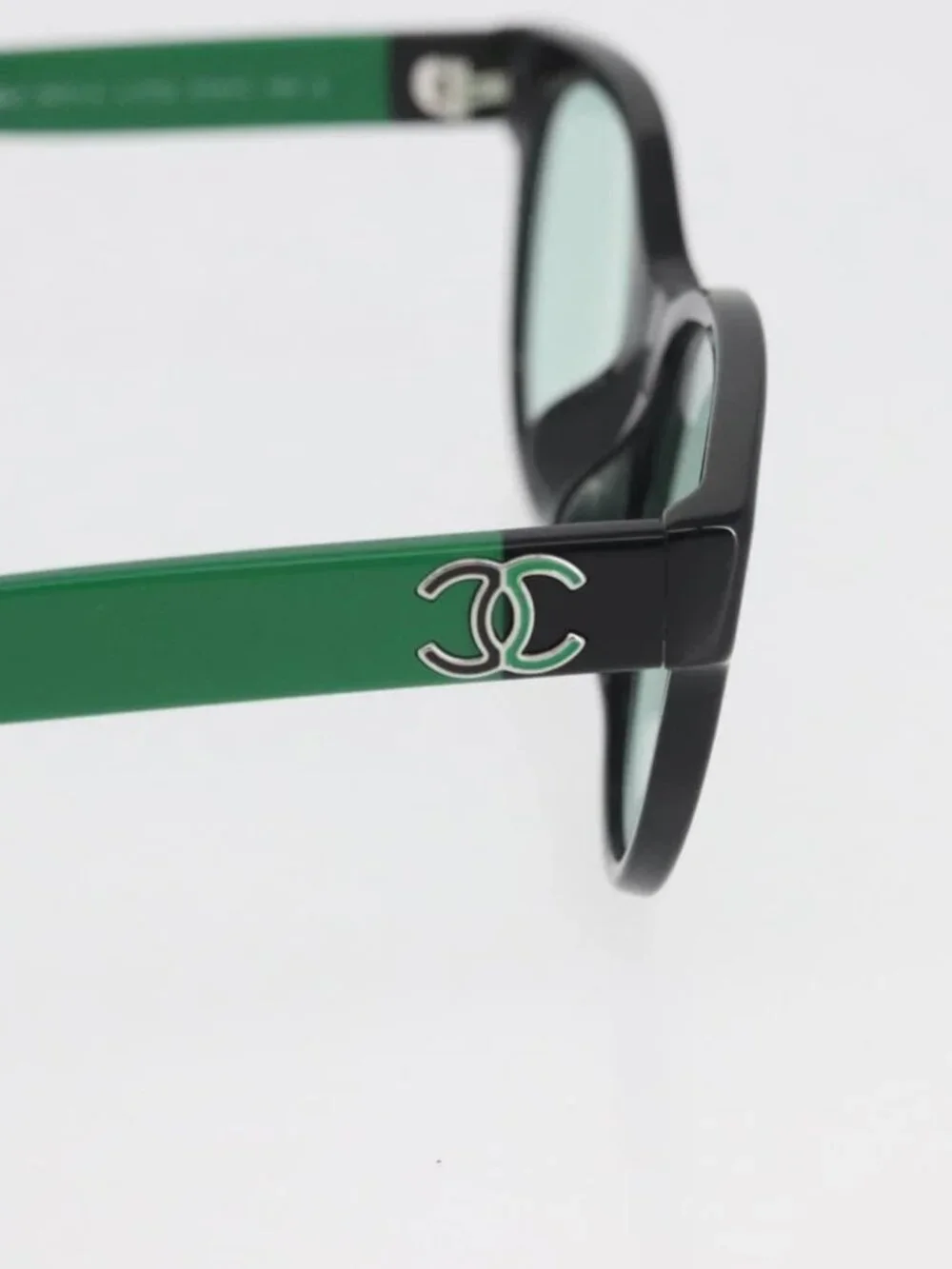CHANEL COCO Mark Glasses plastic Green CC Auth BAZ663